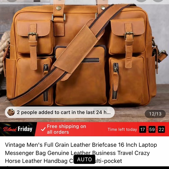 Men’s Leather Soft Brown Leather Laptop Bag with Multi-Pockets . - Picture 15 of 15